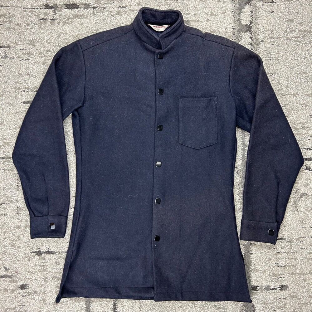 Vintage McGregor USA Navy Blue Wool Cadet Style Board Shirt Full Snap Sz S/M